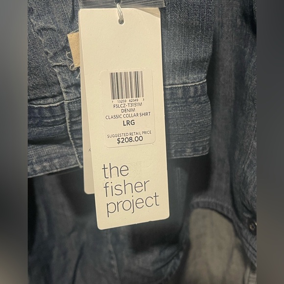 NWT The Fisher Project EILEEN FISHER Chambray Hi/Low Hem Denim Shirt Large $208 - Picture 9 of 13